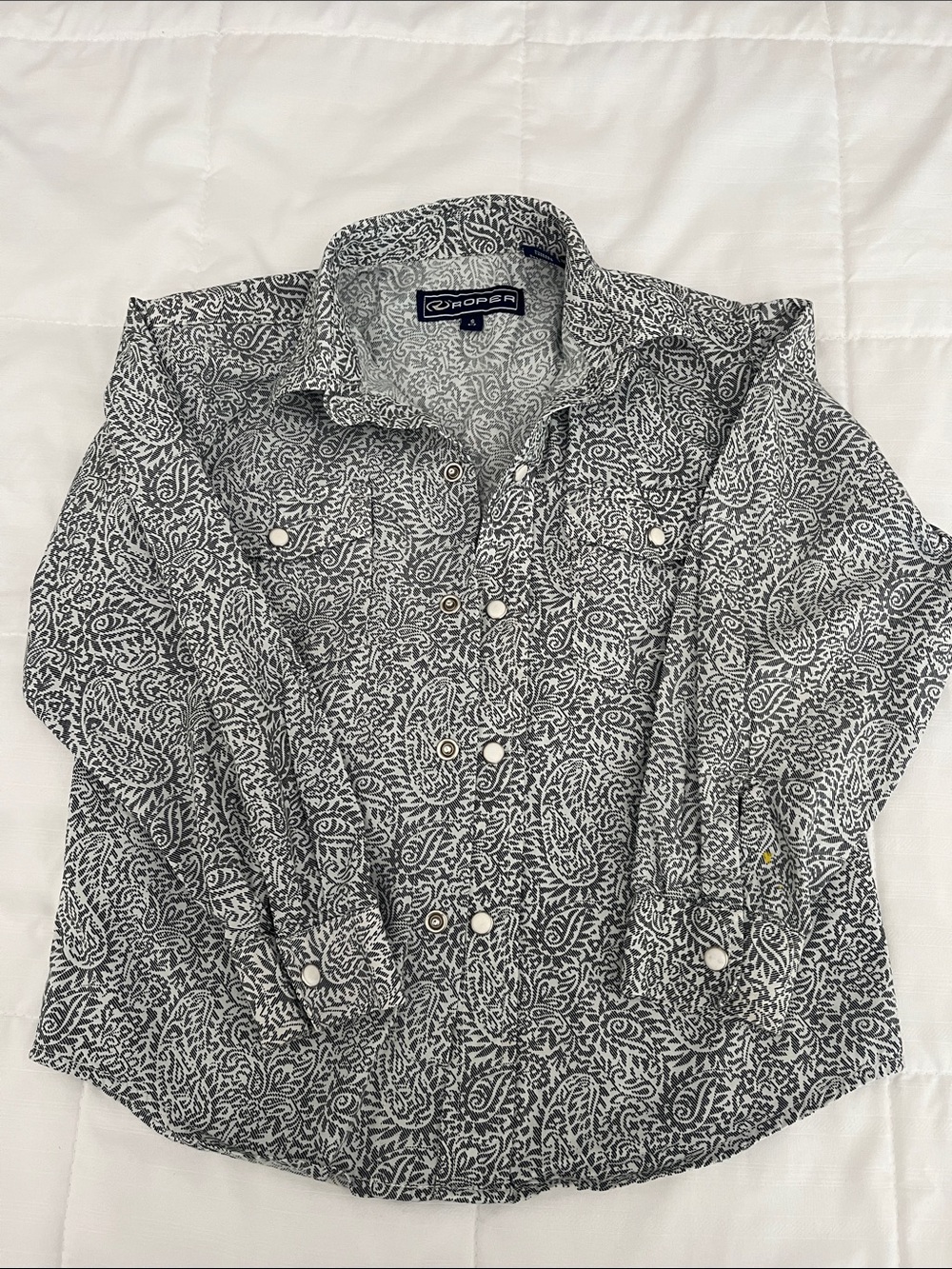Roper Black and White Paisley Snap Western Shirt